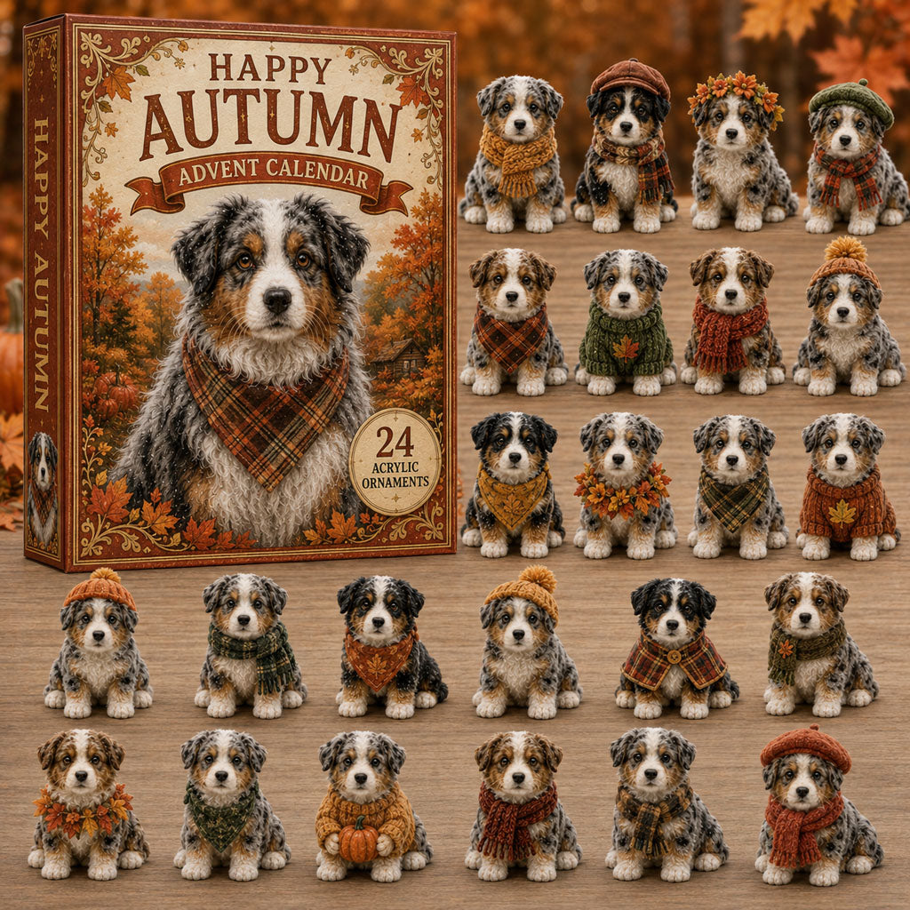 Autumn Australian Shepherd Advent Calendar 2026 - 24-Day Festive Countdown, Acrylic Charms Blind Box - Gift For Dog Lovers AC0TM010