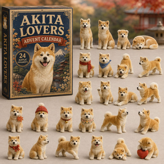 Classic Akita Advent Calendar 2026 - 24-Day Festive Countdown, Acrylic Charms Blind Box - Gift For Dog Lovers AC0TM011